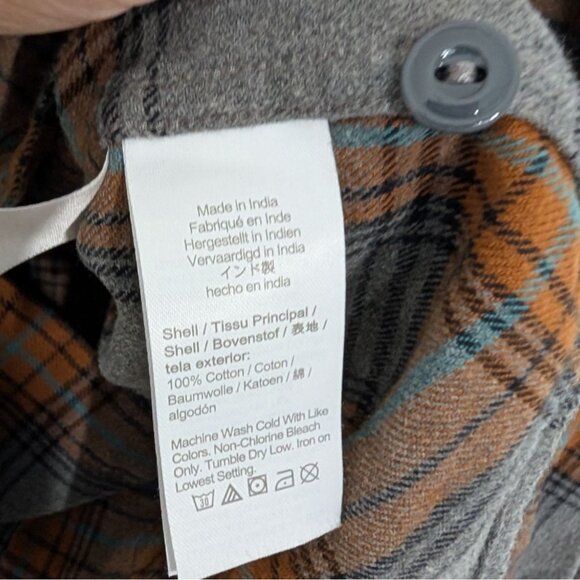 J Crew Plaid Mid Weight Flannel Workshirt Mens XL Gray Classic Fit Button Front - Picture 5 of 9